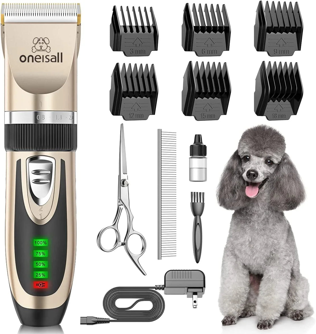 Cordless Dog Clippers – Quiet 2-Speed Grooming Kit, Recharge Guide
