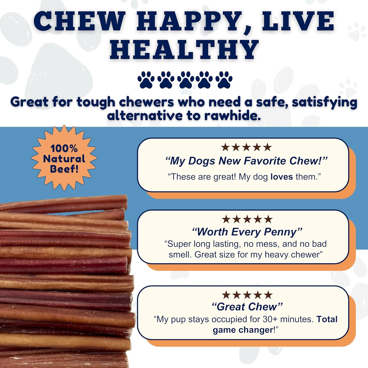 - 6 Inch Medium Size Bully Sticks (25 Count) - Bulk Bully Sticks for Dogs - No Hide Bully Stick Dog Bones