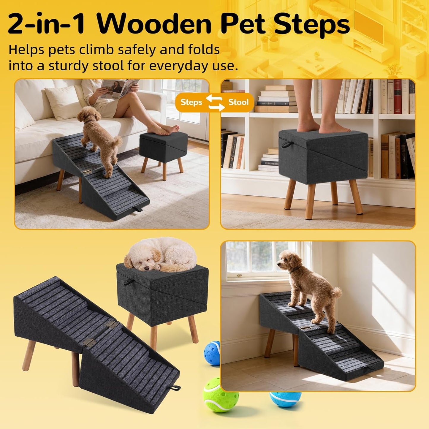 Foldable 2-In-1 Dog Stairs