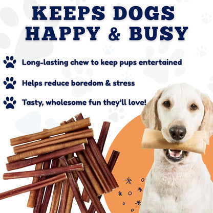 - 6 Inch Medium Size Bully Sticks (25 Count) - Bulk Bully Sticks for Dogs - No Hide Bully Stick Dog Bones