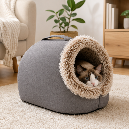 WarmNest Cozy Cave – Self-Warming Tent Bed for Cats & Small Dogs
