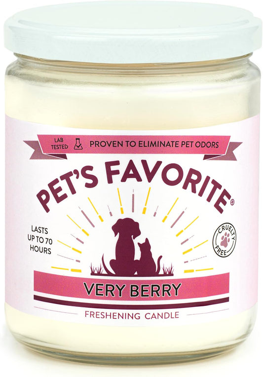 Pet Odor Candle, Clean Burning, Long Lasting Scented Candles with a Natural Fiber Wick and 70 Hour Burn Time, Very Berry