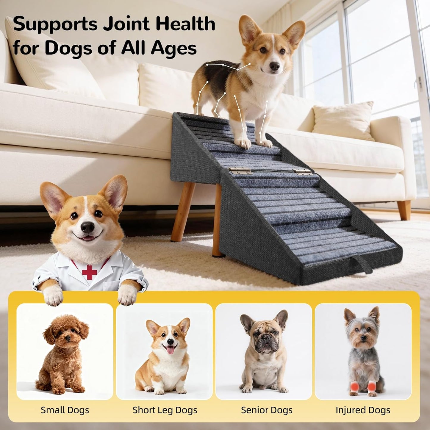 Foldable 2-In-1 Dog Stairs