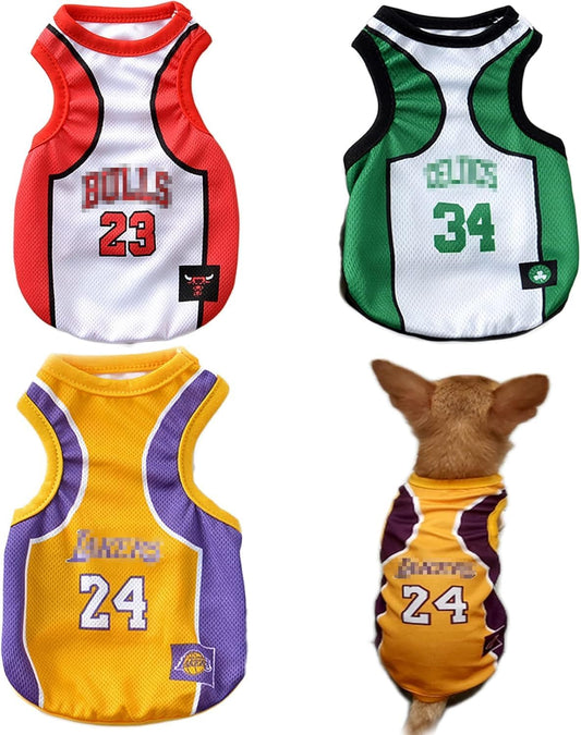 3Pack Dog Clothes for Small Dog Girl Puppy Clothes for Chihuahua Yorkies Bulldog Clothes for Medium Dogs Boy Basketball Jersey Pet Outfits Shirt Apparel Accessories,S