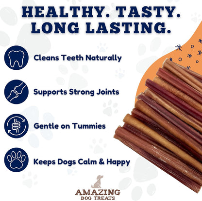 - 6 Inch Medium Size Bully Sticks (25 Count) - Bulk Bully Sticks for Dogs - No Hide Bully Stick Dog Bones